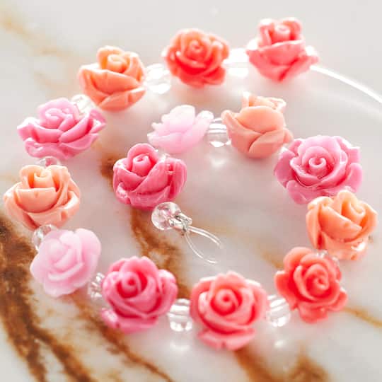 12 Pack: Pink Mix Reconstituted Stone Rose Beads, 10mm by Bead Landing™